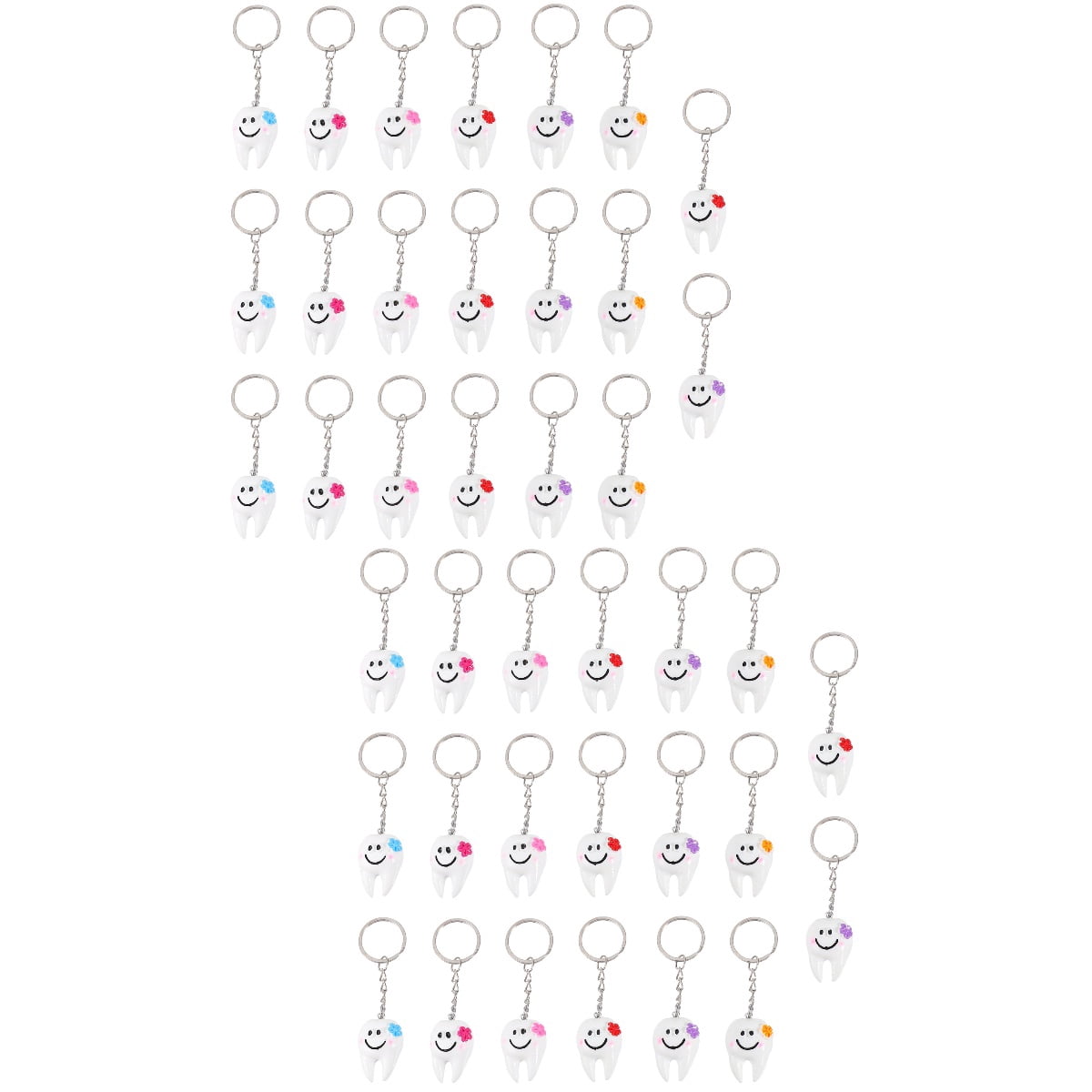 Masteelf 40 pcs Creative Keychain Pendants Tooth Shaped Bag Hanging Pendants Key Rings (Assorted Color)