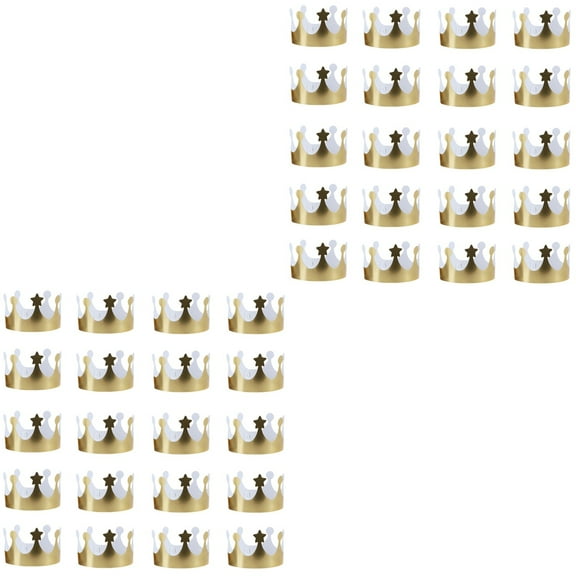 Masteelf 40 pcs Golden King Crowns Gold Paper Party Crown Hat for Birthday Celebration