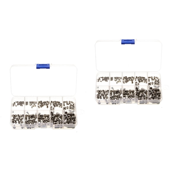 Masteelf 400 pcs Stainless Steel M5 M8 Metric Thread Hexagon Socket Set Screws Inner Point Grub Screws Headless Screws Assortment Kit with Box