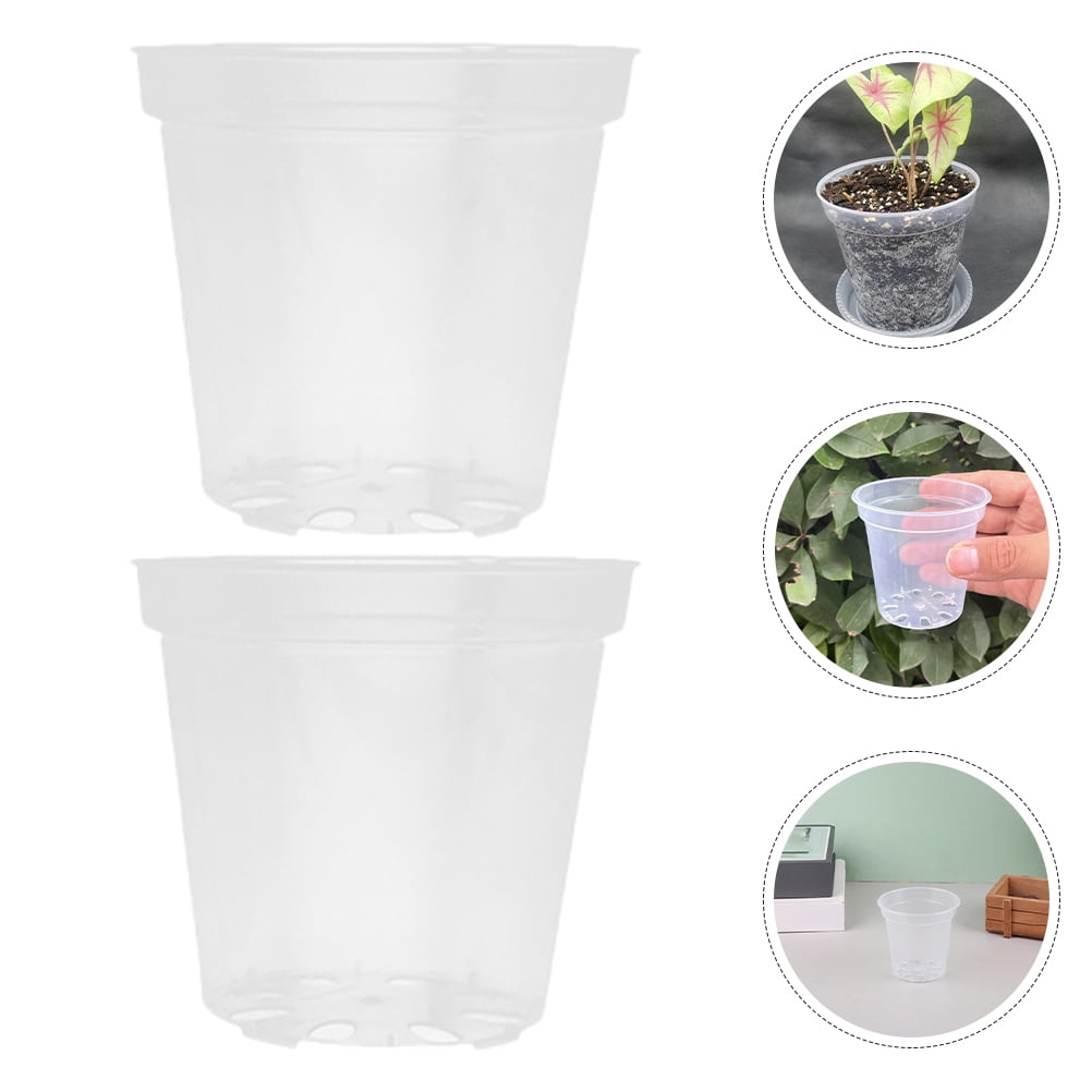 Masteelf 40pcs Round Clear Plastic Nursery Pots with Drainage Holes for Orchids 3 Inch Ideal for Indoor and Outdoor Gardening