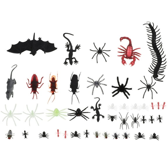 Masteelf 44 Pcs Tricky Toys Halloween Assorted Bugs Fake Prank Props