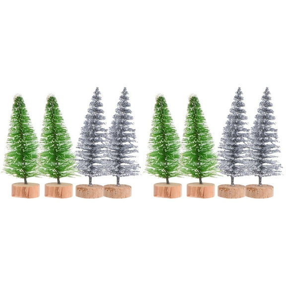 Masteelf 48 Pcs Mini Christmas Trees Decoration Fake Snow Frost Trees with Wood Base