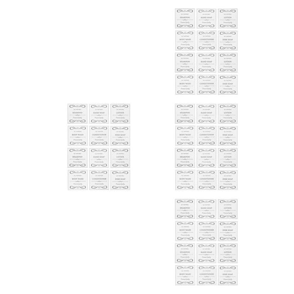 Masteelf 48 Pcs Self-Adhesive Soap Dispenser Labels Stylish Functional Waterproof Stickers Hand Soap Lotion and Shower Bottles for Bathroom Spaces