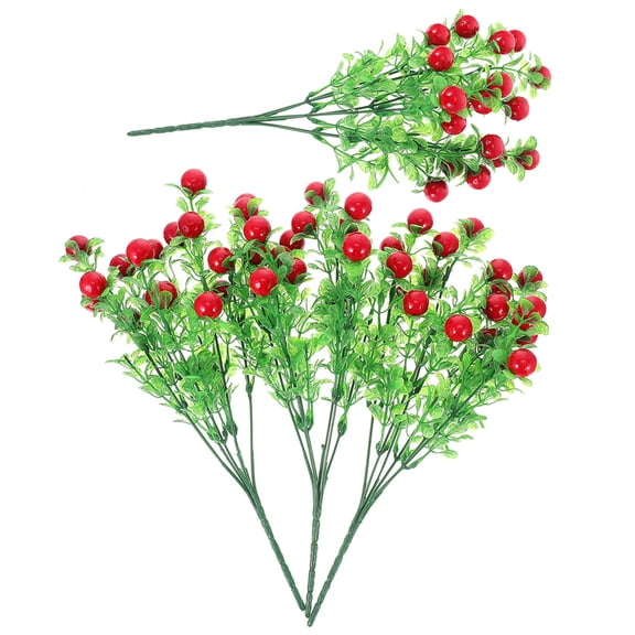 SWETRACE 4-Pack Artificial Red Berry Stems Faux Fruit Branches for Home Decor, Bedroom, Living Room Decoration