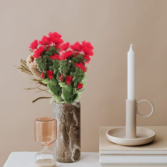 HEATSHAKING Artificial Rhododendron Flowers Assorted Color Silk Flower Decoration 4Pcs 6x13in