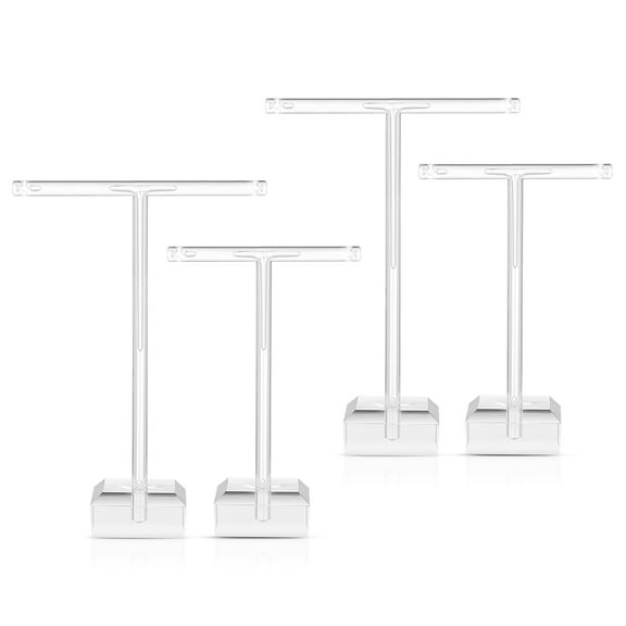 Masteelf 4Pcs Earrings Stand Holder T- shape Ear Studs Display Rack Jewelry Tree Stand Organizer ( Transparent )