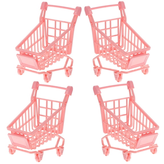 Masteelf 4Pcs Mini Shopping Cart Makeup Sponge Holder Beauty Powder Puff Display Stand Makeup Organizer