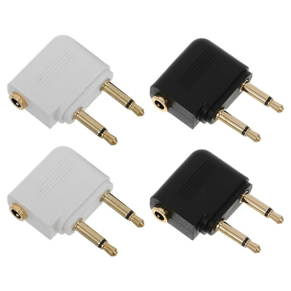 Masteelf 4pcs Airplane Headphone Adapter Dual 3.5mm Headset Adapter Gold Plated Adapter Audio Jack Converter Flight Entertainment Headphone Adapter