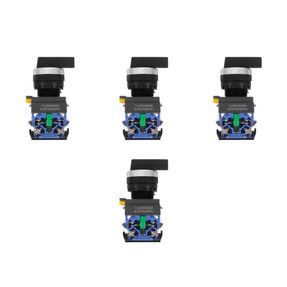 Masteelf 4pcs Rotary 3-Position Selector Switch with Knob Maintained Latching Electrical Equipment Panel Mount Changeover 0-440V Selector Switch