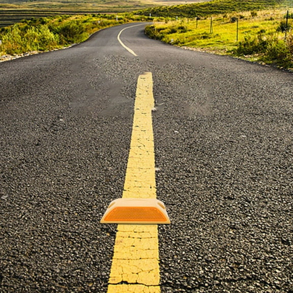 Masteelf 4pcs Dual-Sided Reflective Plastic Road Studs Raised Pavement Markers For Highway And Driveway Safety High Visibility Reflectors For Nighttime