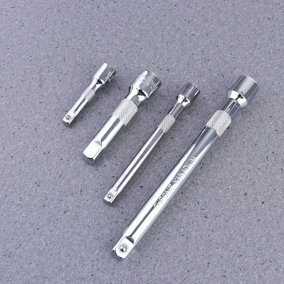 Masteelf 4pcs Extension Bar Set 1/4 3/8 Drive Ratchet Socket Extender Hand Adjustment Tool Extension Socket Drive Hand Tool (Silver)