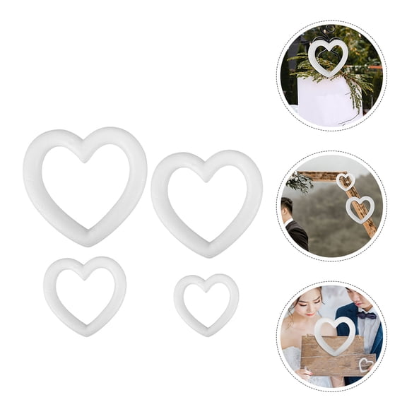 Masteelf 4-Pack Heart Shaped Foam Wreath Forms for Crafts and Floral Arrangements