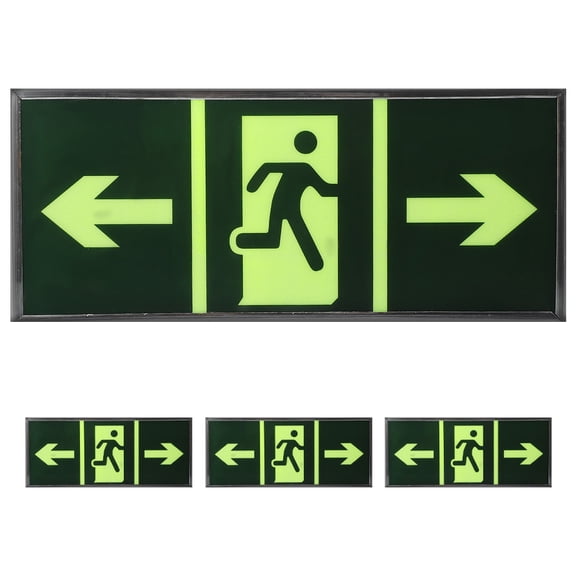 Masteelf 4pcs Luminous Emergency Exit Sign Glowing Exit Indicator Neon Signs For Wall Safety Exit Plate Night Glow Decals Business