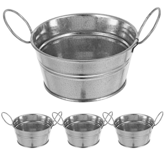 Masteelf 4pcs Mini Metal Buckets Decorative Galvanized Bucket With Handles Flower Pots For Home Office Small Iron Planters Small Pails