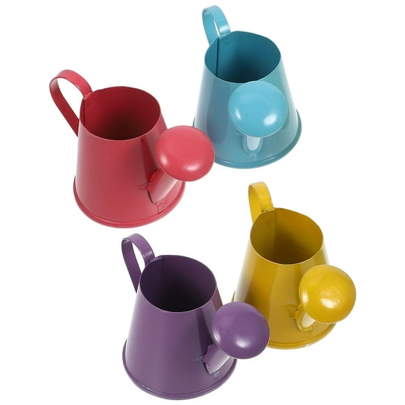 Masteelf 4pcs Mini Watering Can Colorful Sprinkler Bucket Kids Metal Gardening Water Pot for Outdoor and Indoor House Plants