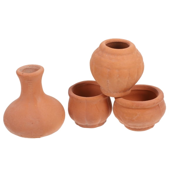 Masteelf 4pcs Mini Terracotta Pots Small Red Clay Flower for Dollhouse Landscape, Garden, Desktop, Windowsill, Wedding Decor