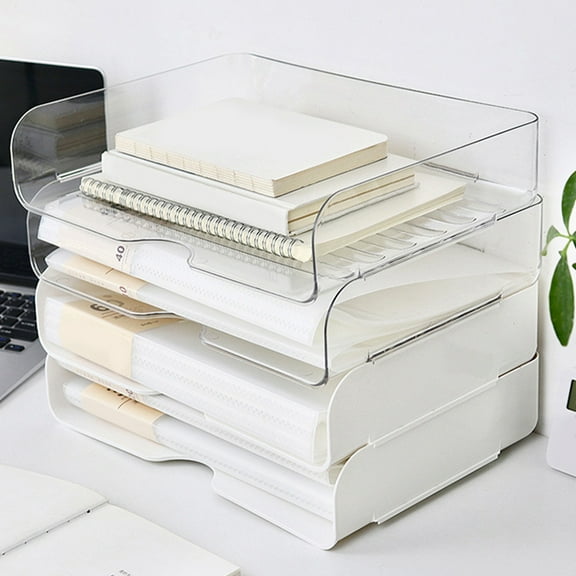 Masteelf 4pcs Office Tray Stackable File Trays Paper Organizer Office Folders Organizer Paper Organizer Paper Shelf Organizer Office Trays Desk Organizer
