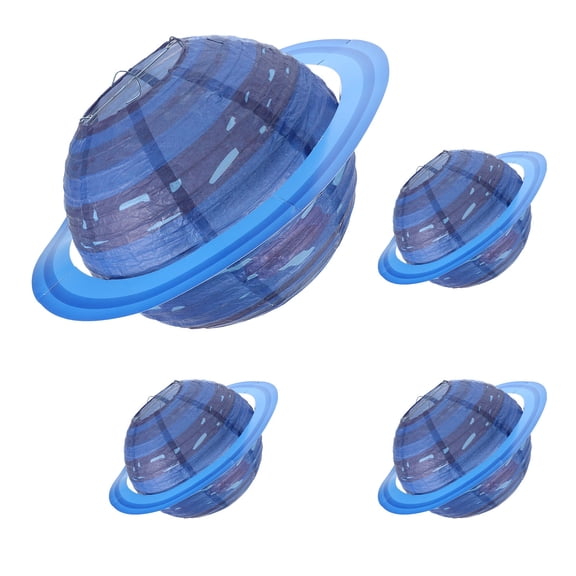 Masteelf 4pcs Paper Planet Lanterns Hanging Planets Space Theme Paper Lanterns Space-Themed Lanterns Birthday Party Hanging Decoration