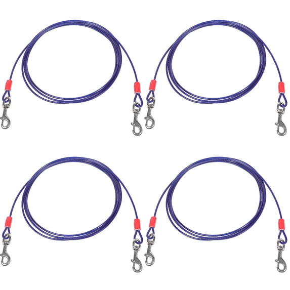 Masteelf 4-Pack Portable Dog Tie-Out Leashes with Steel Wire Cord for Camping, Backyard, Outdoor Activities