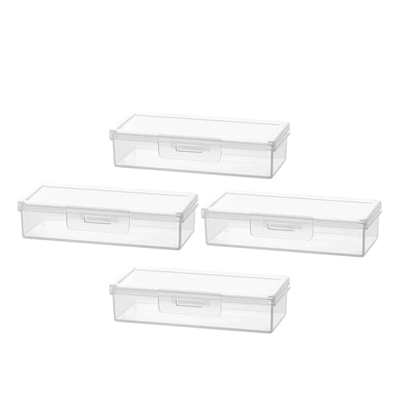 Masteelf 4pcs Portable Travel Cotton Swab Case Clear Cotton Pad Holder Dispenser Cosmetic Sponge Storage Box with Transparent Lid Bathroom Storage Containers for Cotton Swabs