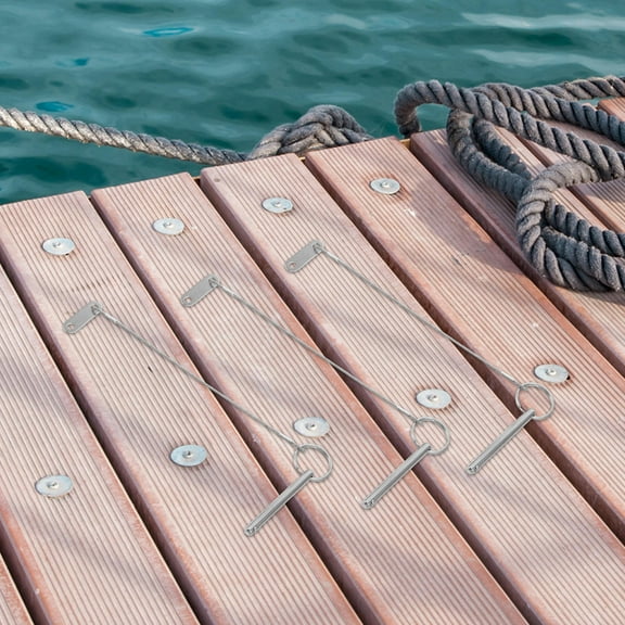 Masteelf 4pcs Quick Release Pins Marine Safety Pins With Lanyard Carbon Steel Spring Locking Cotter Pins Lock Positioning For Bimini Tops Vehicle Equipment Boat Hardware