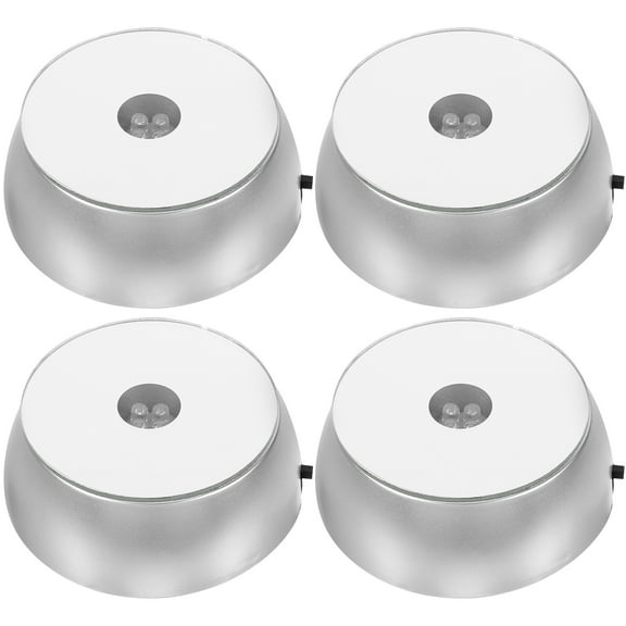 Masteelf 4pcs Round Display Stand Base Lighted Glass Craft Holder for Office Living Room Bedroom Lights Mirror Bottle without