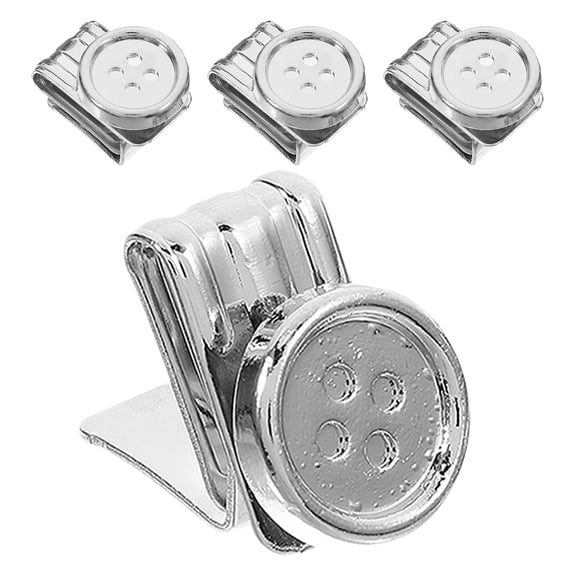 Masteelf 4pcs Button End Clip Metal Buckle Clamp for Jeans Buttons Suspender Pants Hats and Trousers Replacement Silver