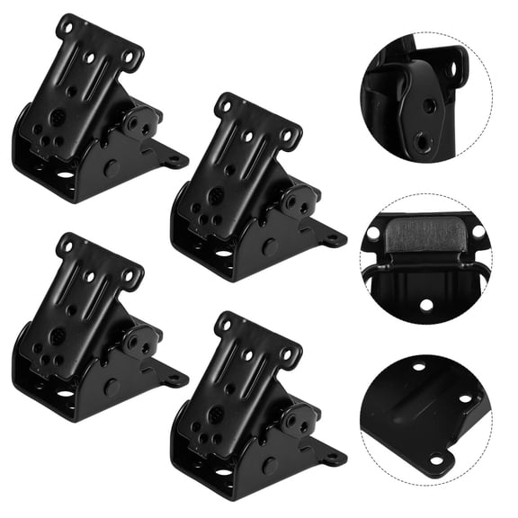 Masteelf 4pcs Self-Locking Hinge Leg Accessories for Folding Table Furniture Black Metal 90-Degree