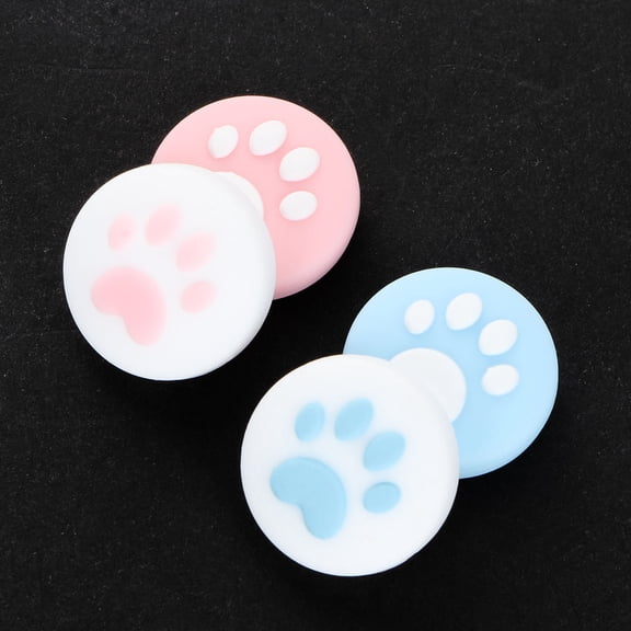 Masteelf 4pcs Silicone Joystick Protective Joystick Grip Button Caps Cover Skin (Blue Pink)