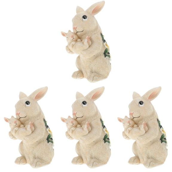Masteelf 4pcs Solar Light Frontyard Landscape Decoration Rabbit Statue Resin Fake Rabbit