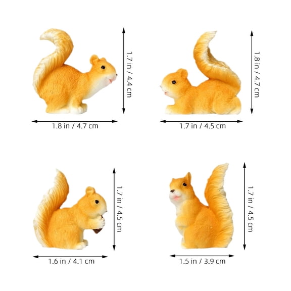 Toddmomy Squirrel Miniatures Resin Yellow Miniature Garden 4Pcs 1.9X1.7X0.9In