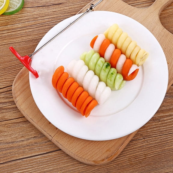 Masteelf 4pcs Stainless Steel Spiral Slicer for Kitchen Easy to Store and Use Silver