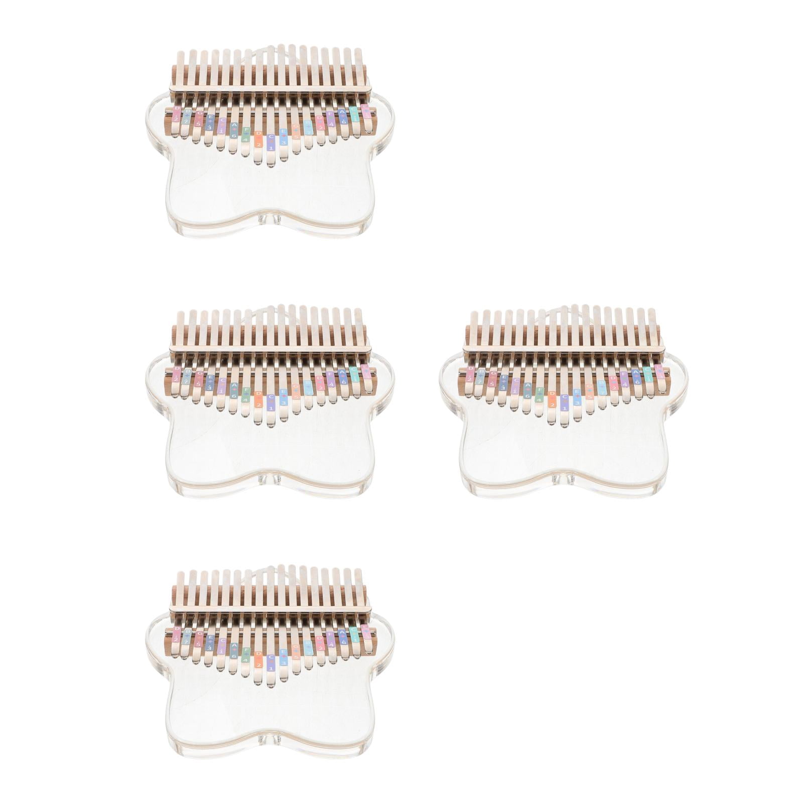 Masteelf 4pcs Transparent 17-Key Thumb Piano with Tuning Hammer Portable Kalimba for Beginners Thumb Piano Portable Kalimba Hand Piano Musical Instrument