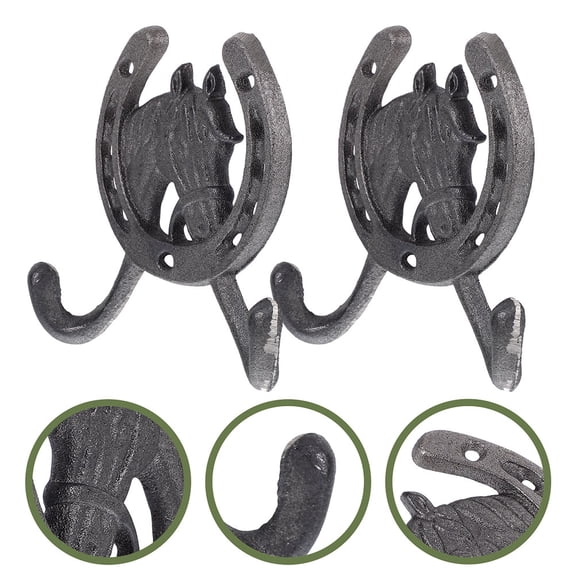 Masteelf 4pcs Vintage Hooks Rustic Iron Wall Hooks Coat Hooks Horseshoe Shaped Hangers