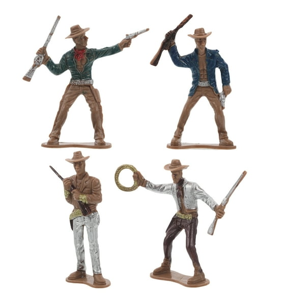 Masteelf 4pcs Western Cowboy Toy Figure for Wild West Themed Parties Mini Cowboy Decoration Table Centerpieces Cowboy Statue Mini Cowboy Figurine