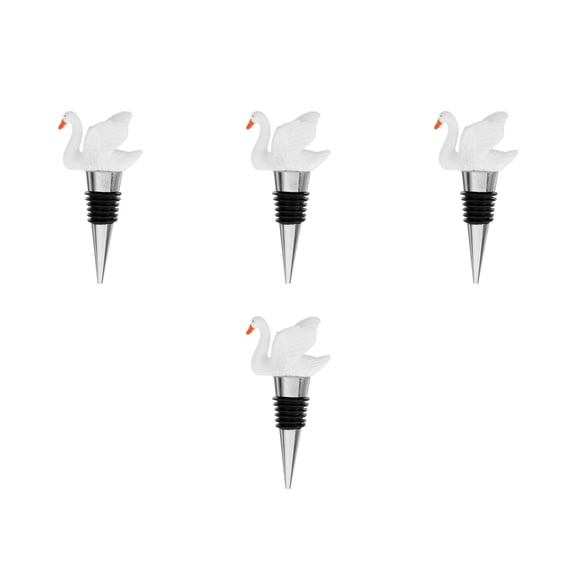 Masteelf 4pcs Wine Stopper Bottle Stopper Swan Figurines Wine Saver Reusable Wine Stopper For Bar Holiday Party Wedding Christmas Halloween