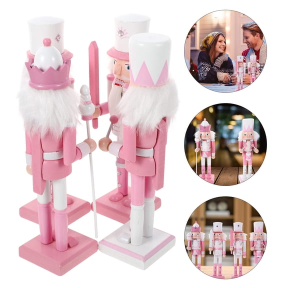 SWETRACE Nutcracker Christmas Ornaments Wooden Nutcrackers Assorted Color 4Pcs 9.4X3.0X2.6in
