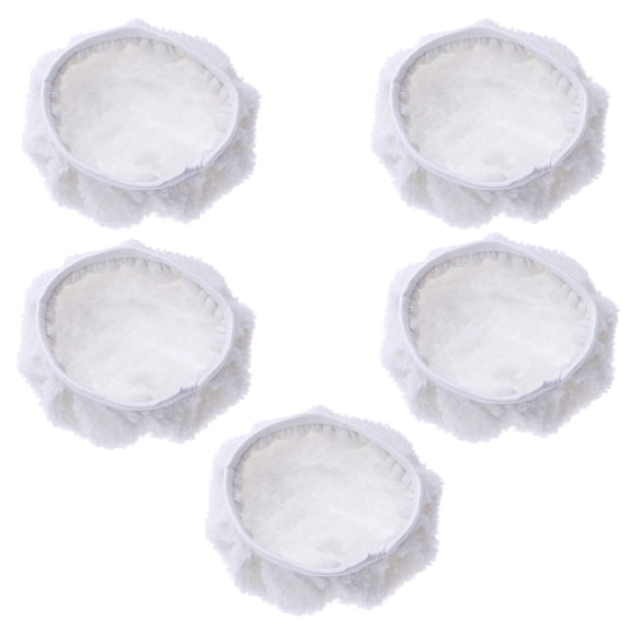 Masteelf 5 PCS Car Polishing Waxing Lambswool Bonnets Pads - 9-10 inch (White)