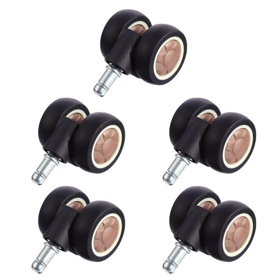 Masteelf Set of 5 Noiseless Industrial Swivel Casters for Office Chair Base, Brown Wheels