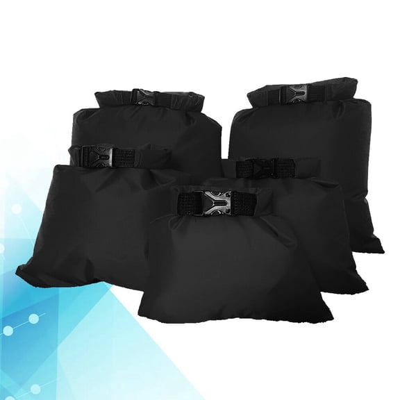 Masteelf 5 PCS Portable Waterproof Dry Rafting Bag Multifunctional Outdoor Storage Pouch Bag Upstream Drifting Bag 1.5L 2.5L 3.5L 4.5L 6L for Camping Boating Kayaking Rafting (Black)