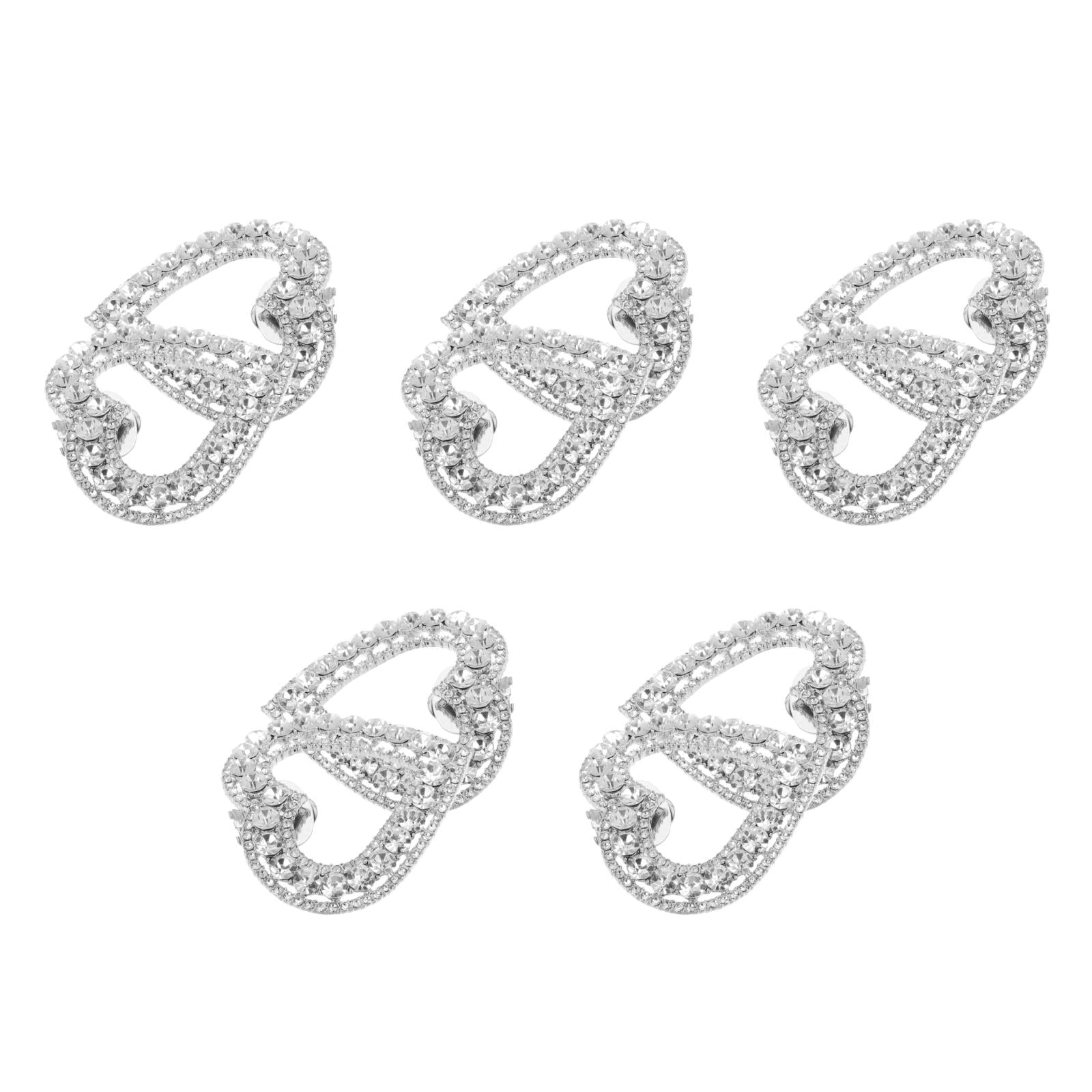 Masteelf 5 Pairs  Heart Shoe Clips Detachable Shoe Buckle Clips Wedding Shoe Crystal Decoration Charms Women Rhinestone Shoe Accessories For Diy Accessories