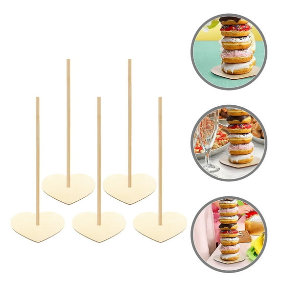 Masteelf 5 Pcs Birthday Decorations Wooden Donut Stand Unique Donut Stand Baby 12x10.8cm