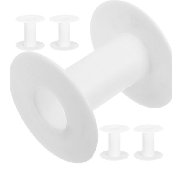 Masteelf 5 Pcs Empty Spools Plastic Ribbon Spools Wire Weaving Bobbin Empty Thread Spools Ribbon Chain Tape Spools For Embroidery Thread Yarn Ribbon Crafts Sewing White