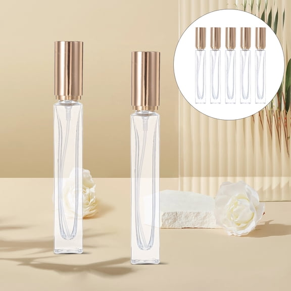 Masteelf  5 Pcs Oil Spray Bottle Glass Perfume Atomizer Travel Mist Golden