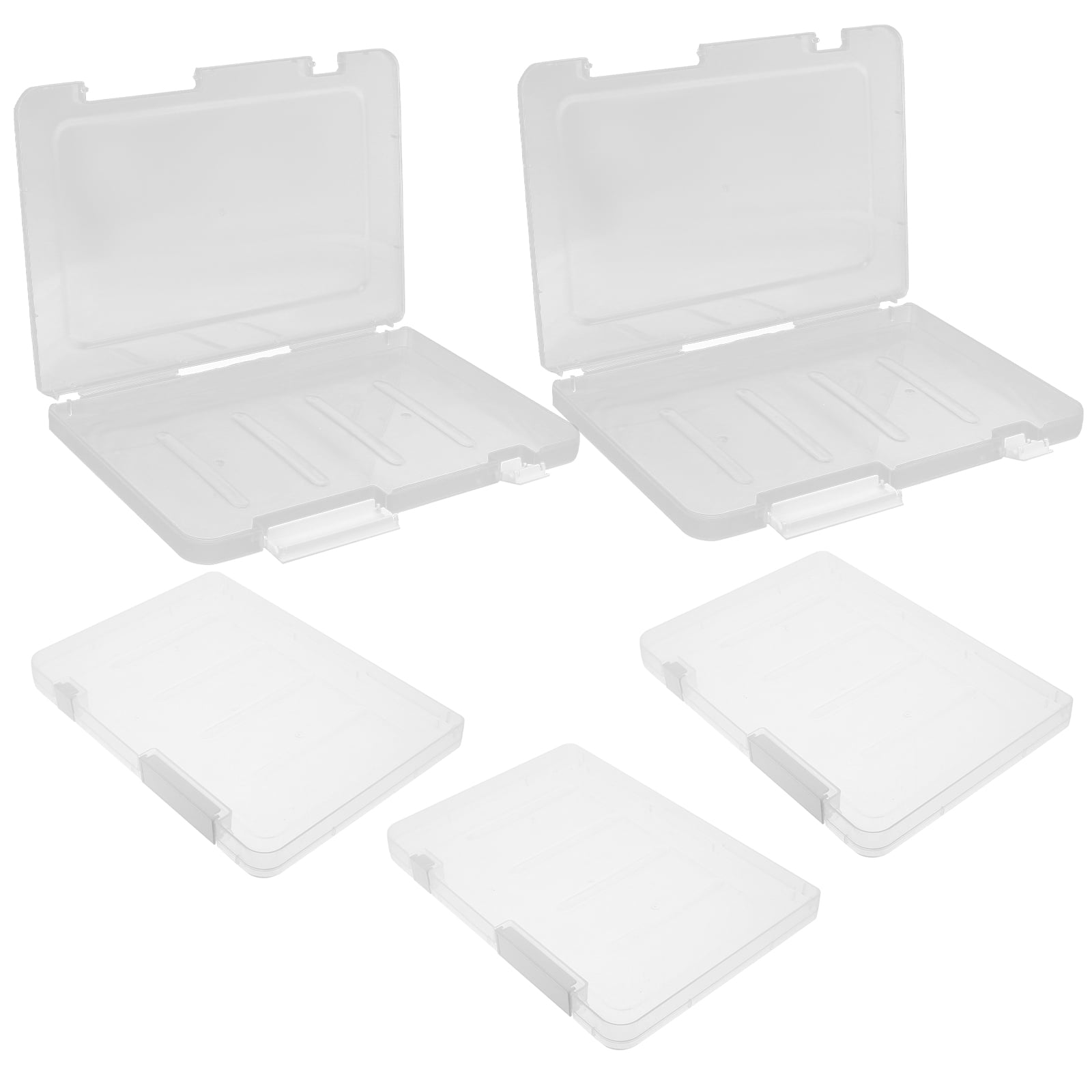 Masteelf 5-Pack Plastic Storage Organizer Boxes with Lids for File, Document, and Office Supplies Storage at Home or Office