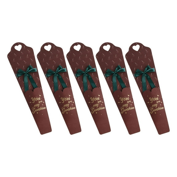 Masteelf 5 Pcs Packing Box Cellophane Single Rose Sleeve Valentines Paper Bags Gift Wrapping Packaging Red