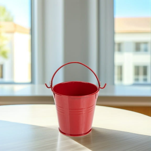Masteelf 5 Pcs Plant Small Mini Tin Bucket Rustic Flowerpot Miss 5.5x5.5cm Red