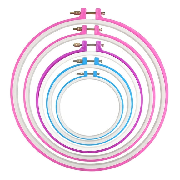 Masteelf Set of 5 Plastic Embroidery Hoops for Cross , Needlework, Sewing, and Craft Circles