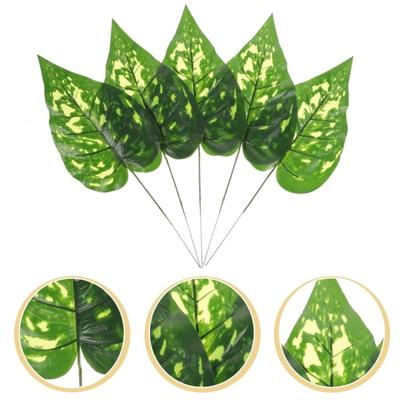 Masteelf 5 Pcs Simulated Leaves for Crafts Green Artificial Plant Plants Banquet