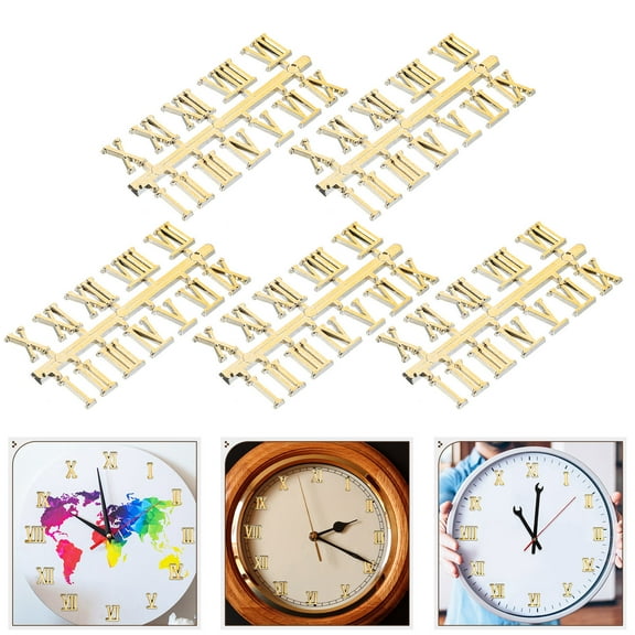 Masteelf 5 Sets Clock Numbers Kit Square 1.20X1.00X0.20CM Golden
